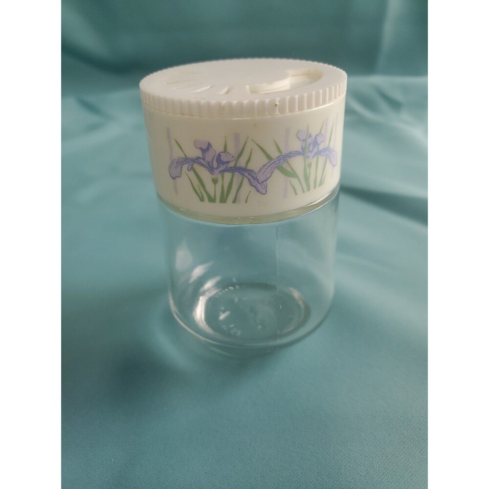 RARE Vintage Gemco Blue Floral Irish Glass Spice Jar Made In The U.S.A.